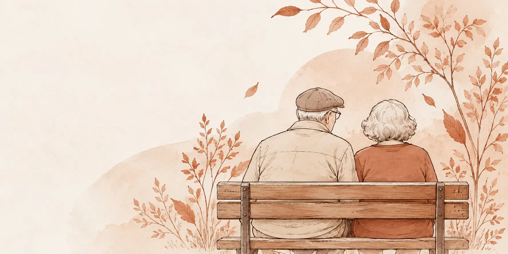 Pareja de adultos mayores en una ilustración editorial